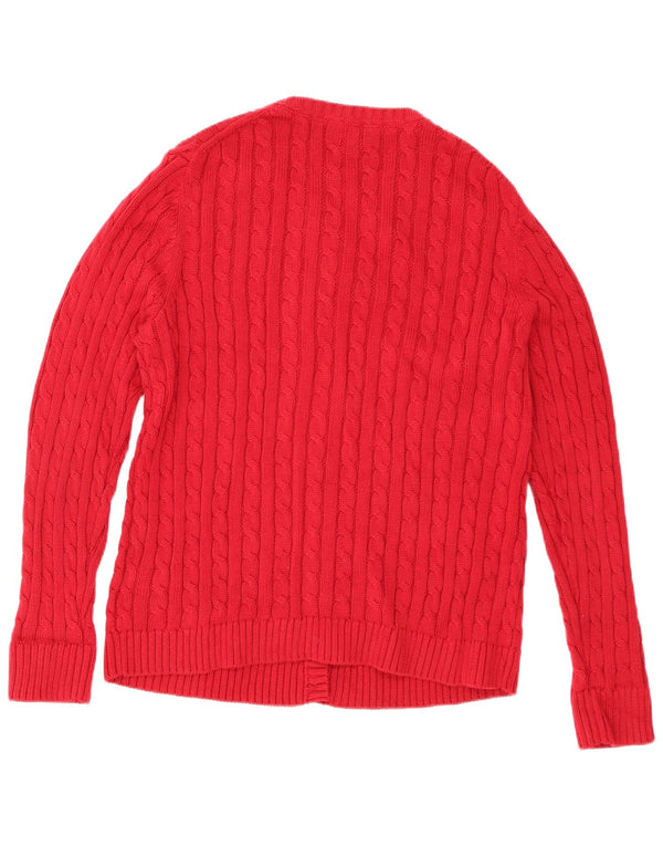 Suéter cardigã feminino L.L.Bean UK 18 XL algodão vermelho