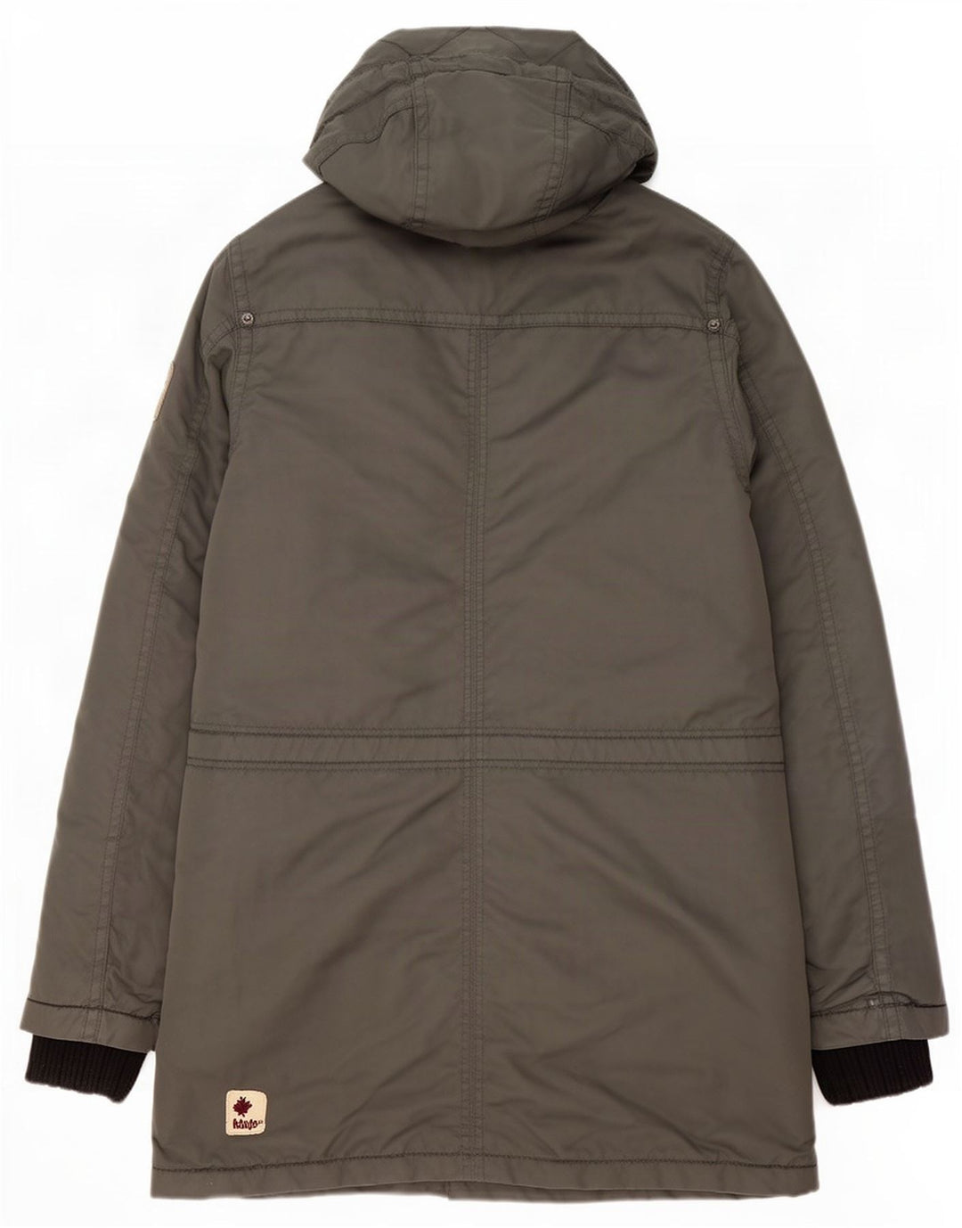 Jaqueta Parka masculina com capuz KHUJO Reino Unido 36 poliéster verde pequeno