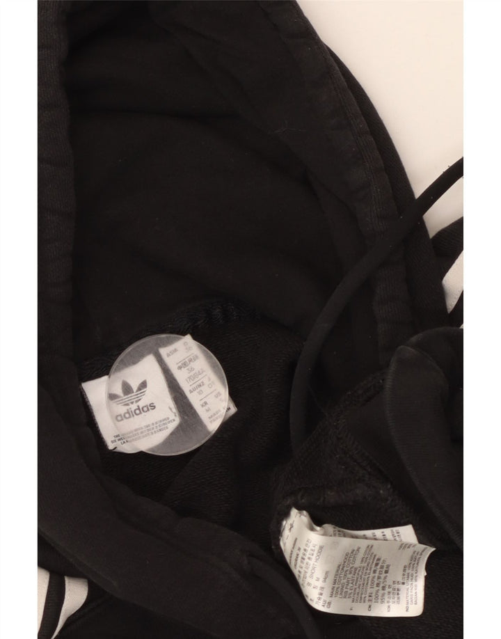 ADIDAS Womens Crop Oversized Hoodie Jumper Reino Unido 10 Pequeno Algodão Preto