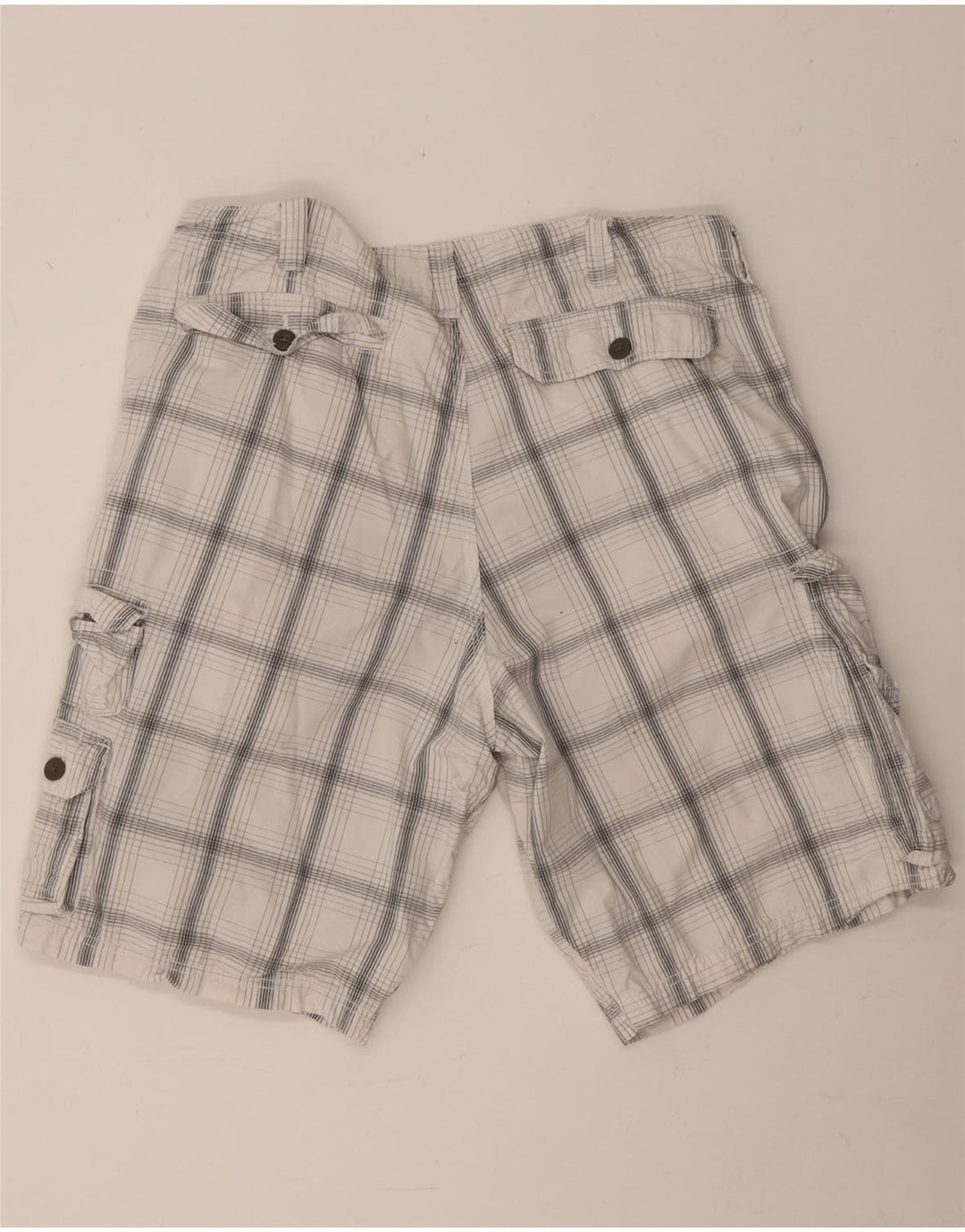 Lee Mens Dungarees Cargo Shorts W38 XL Branco Xadrez Algodão
