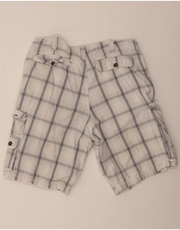Lee Mens Dungarees Cargo Shorts W38 XL Branco Xadrez Algodão