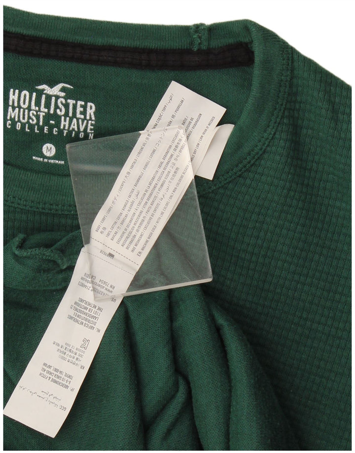 Top masculino Hollister de manga comprida de algodão verde médio