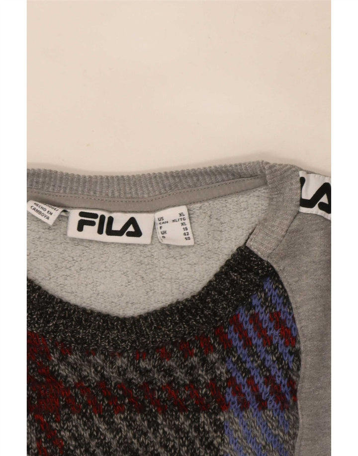 Fila moletom gráfico feminino jumper UK 16 grande bloco cinza