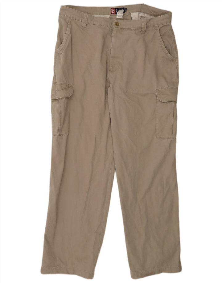 Calças cargo retas masculinas Chaps W38 L32 algodão cinza