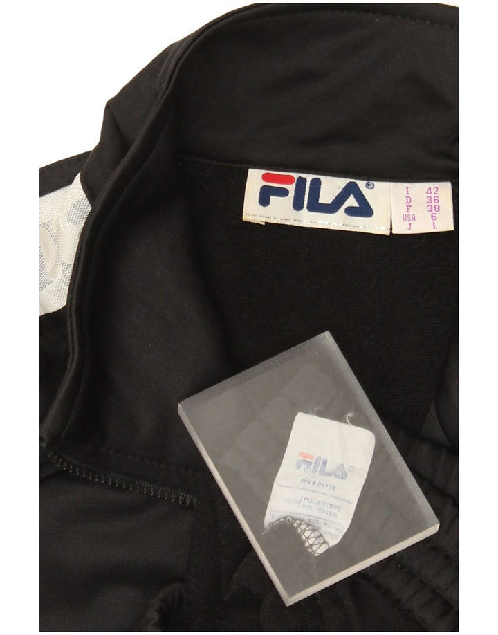 Fila Womens Graphic Tracksuit Top Jacket IT 42 Medium Black Colourblock