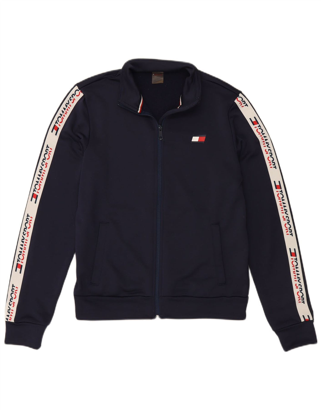TOMMY HILFIGER Jaqueta masculina de agasalho pequeno bloco colorido azul marinho