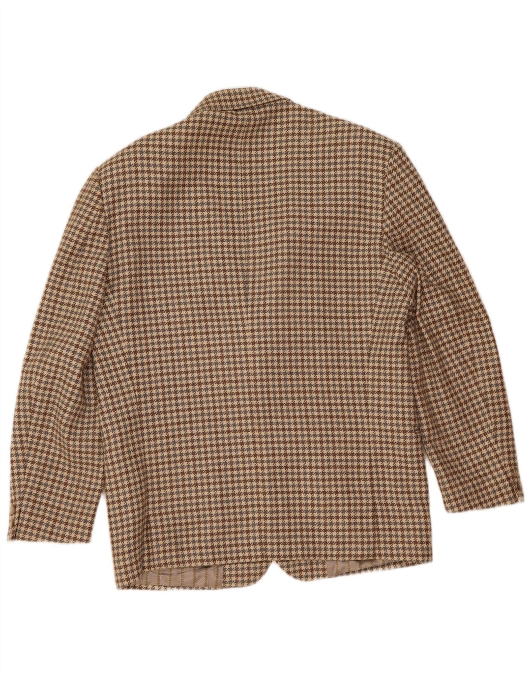 Jaqueta blazer masculina de 2 botões Benetton IT 48 lã houndstooth bege médio