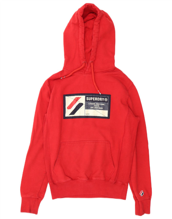 Suéter com capuz gráfico masculino Superdry grande algodão vermelho