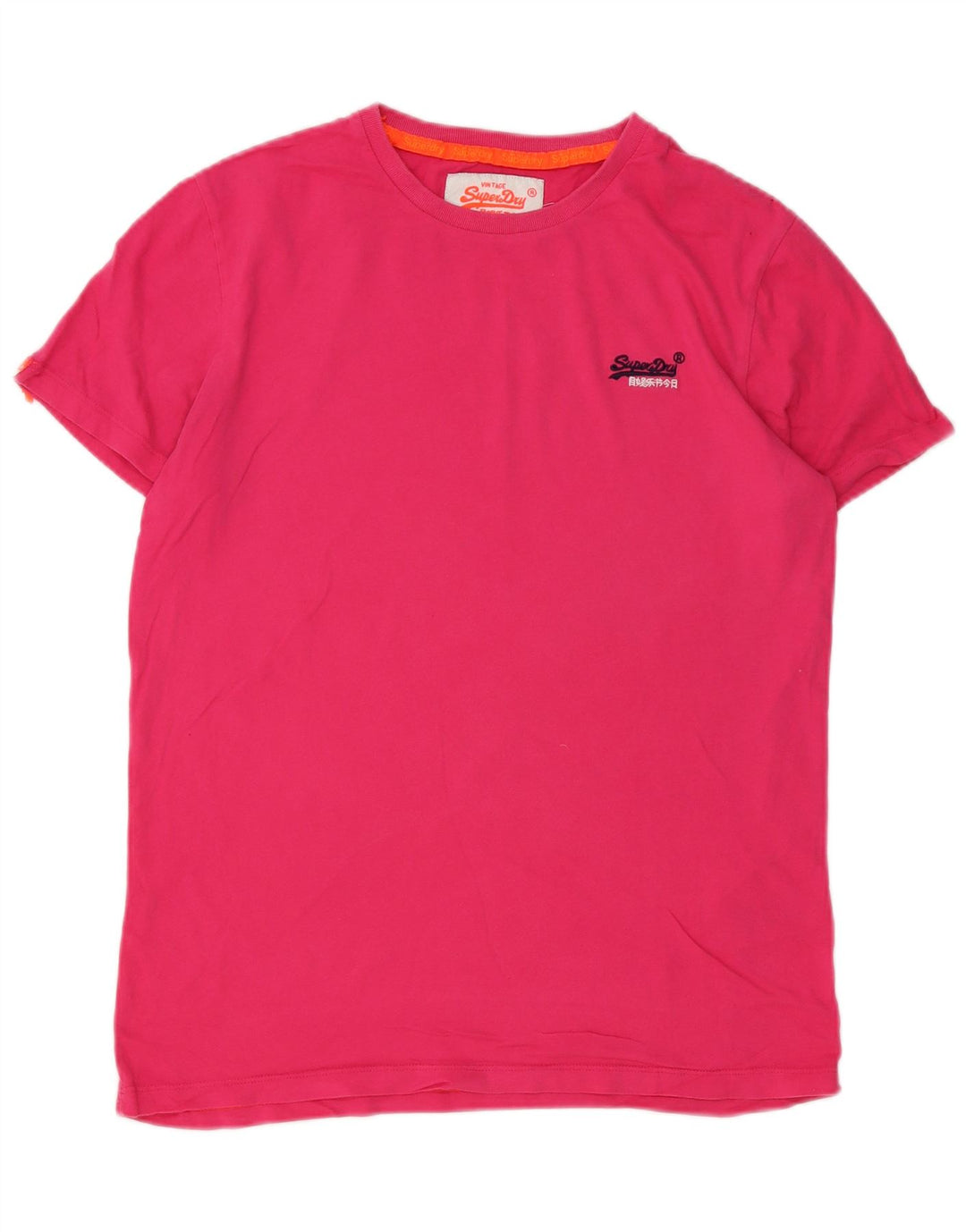 Camiseta feminina Superdry Top grande algodão rosa