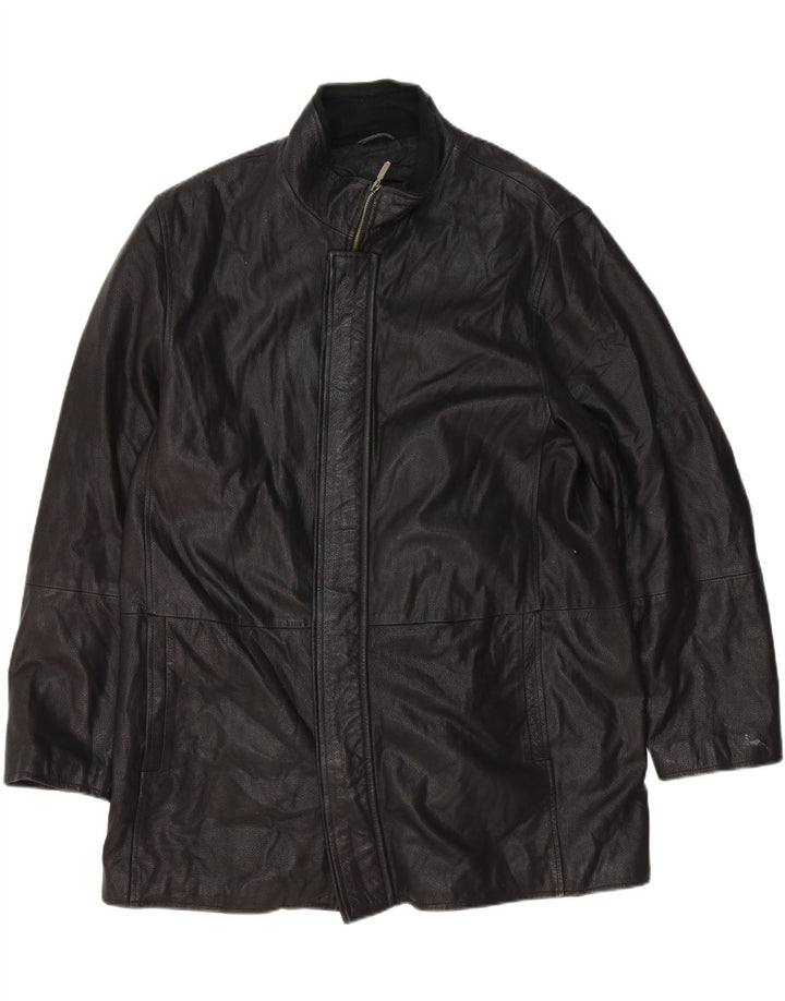 Casaco de couro masculino MICHEL IT 54 2XL couro preto