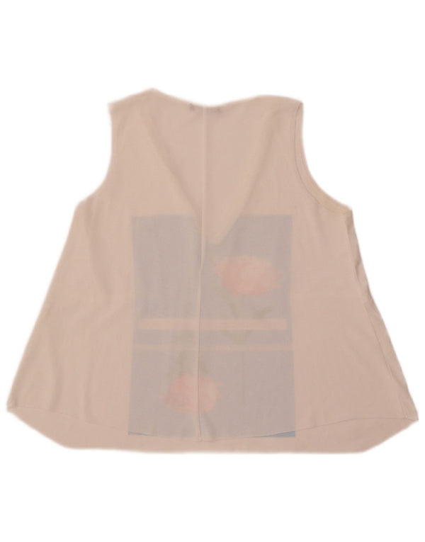 Zara Womens Graphic Vest Top UK 10 Pequeno Floral Branco