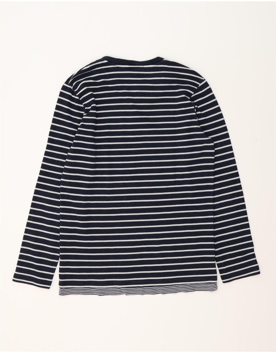 SCOTCH & SODA Camiseta masculina de manga comprida grande algodão listrado azul marinho