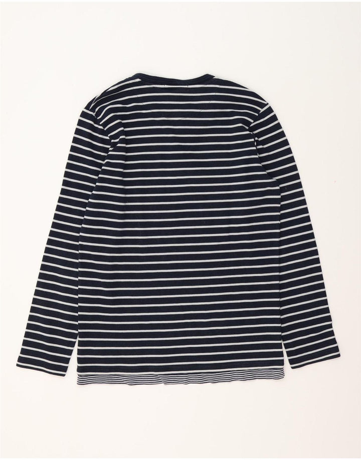 SCOTCH & SODA Camiseta masculina de manga comprida grande algodão listrado azul marinho