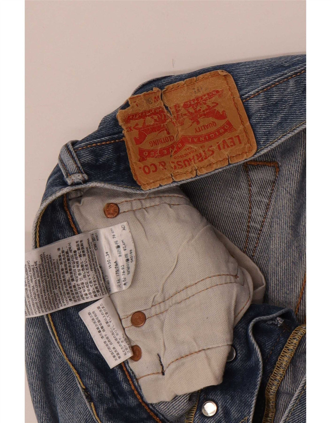 Calça Jeans Levis Masculina Distressed Straight W30 L34 Azul Algodão