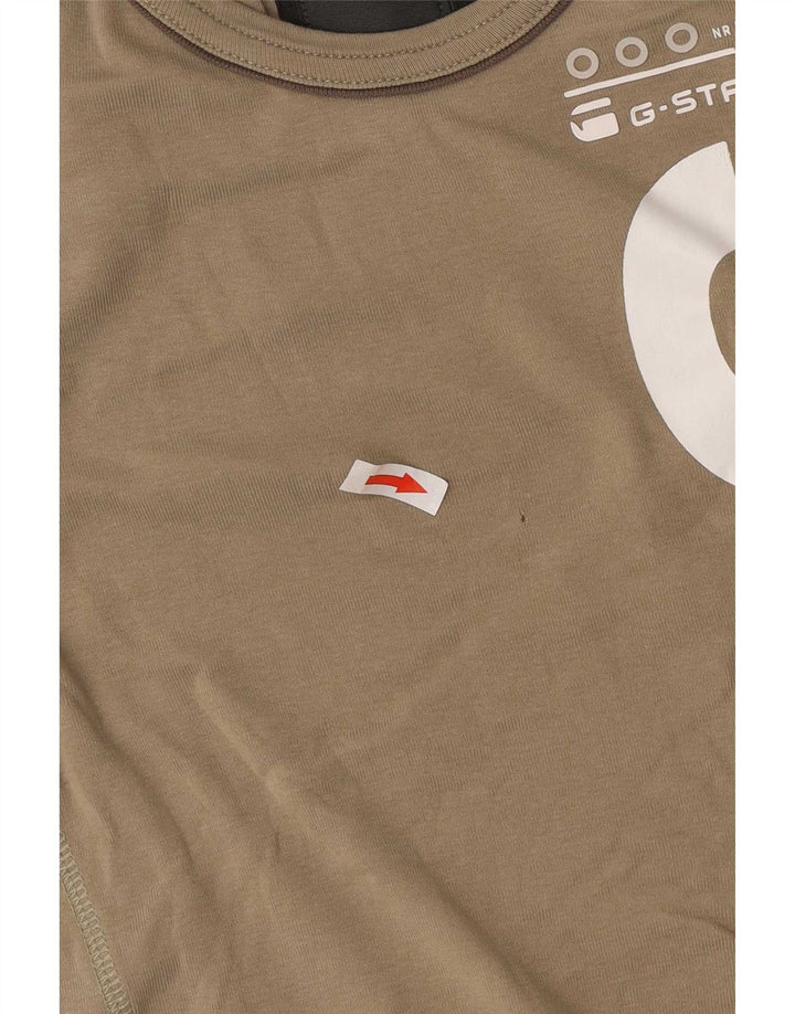 Camiseta gráfica masculina G-Star Top pequeno algodão cáqui