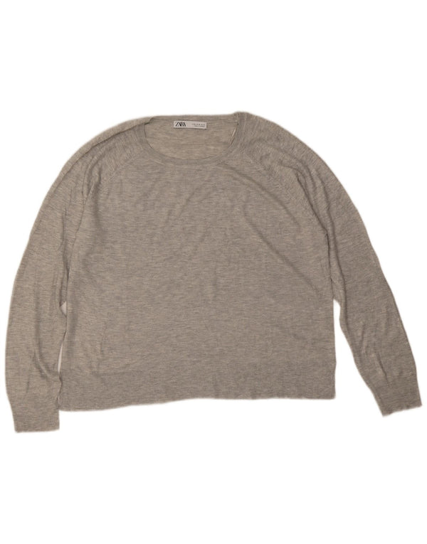 Zara Suéter feminino com gola canoa UK 18 XL Viscose cinza