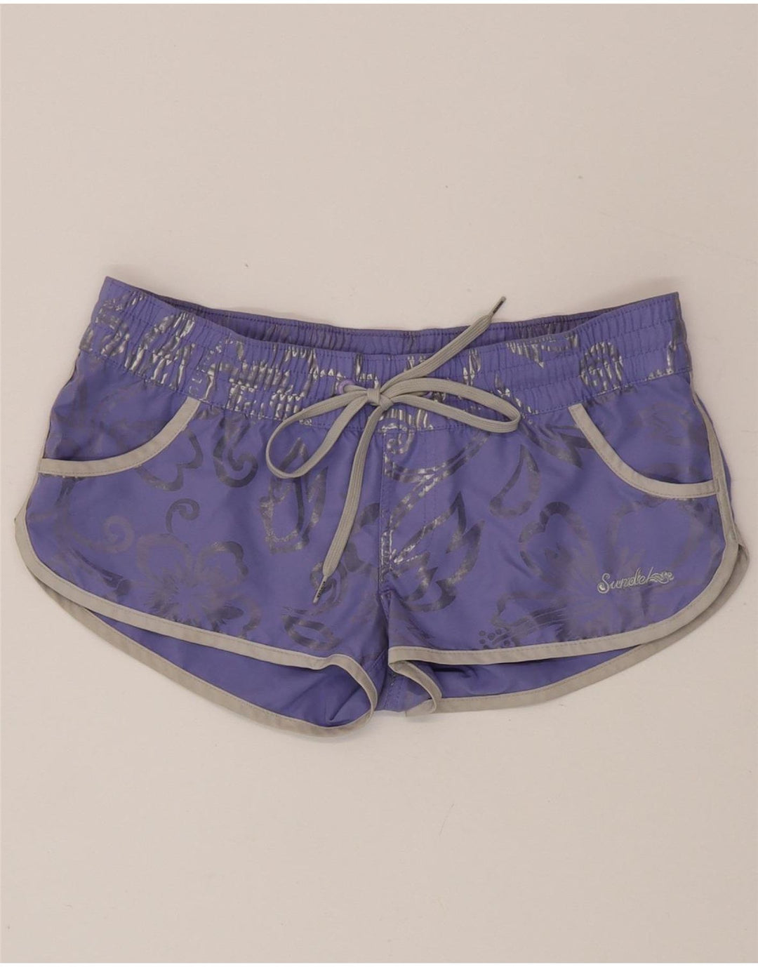 Shorts de natação feminino Sundek IT 40 poliéster floral roxo pequeno