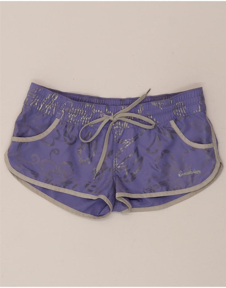 Shorts de natação feminino Sundek IT 40 poliéster floral roxo pequeno