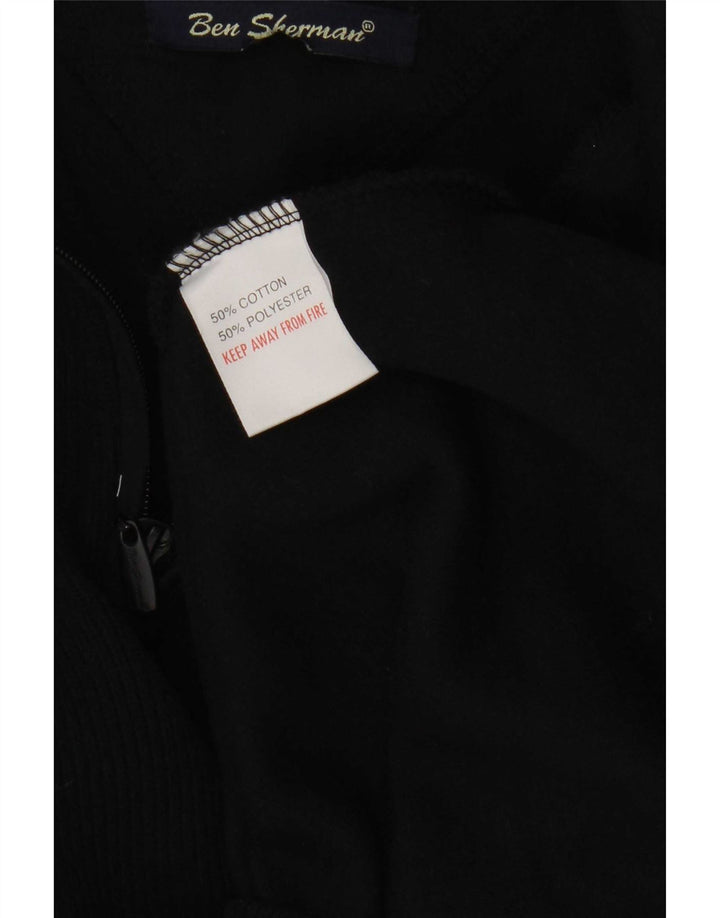 Suéter masculino Ben Sherman com zíper e gola alta de algodão azul marinho