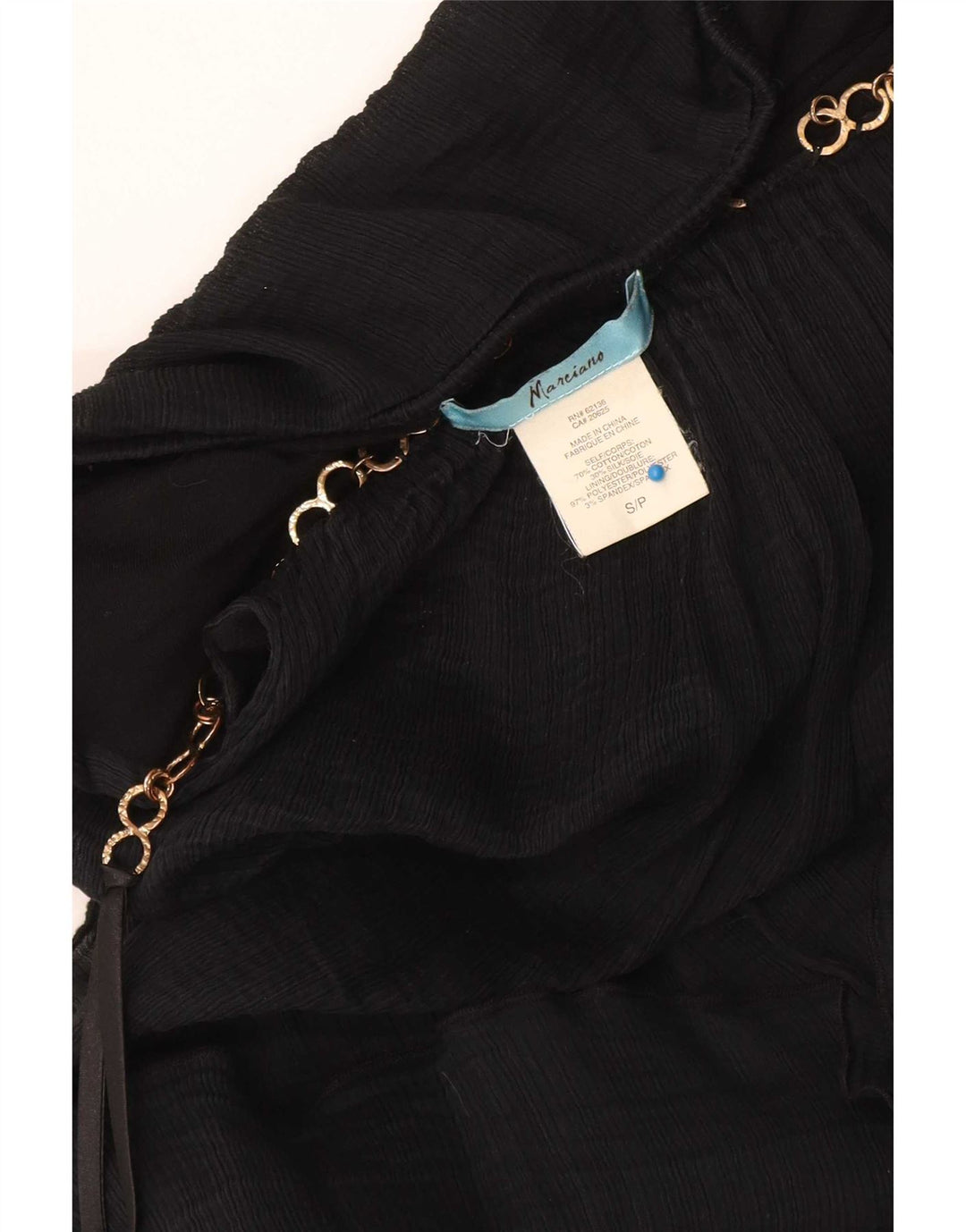 Marciano Crop Cami Top Feminino Reino Unido 10 Pequeno Algodão Preto