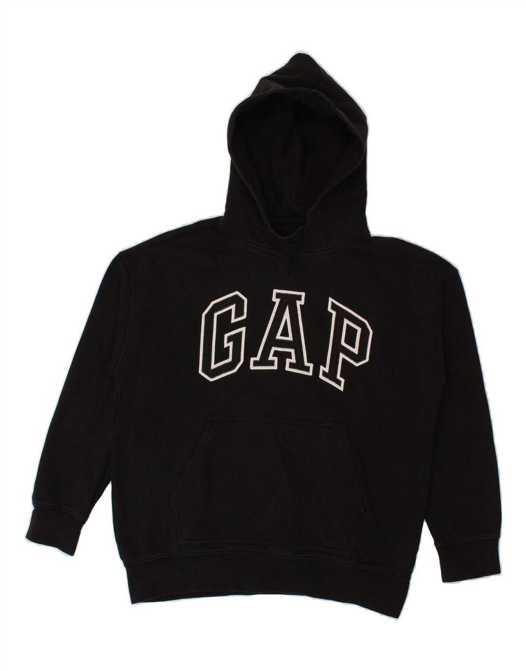 GAP Girls Graphic Hoodie Jumper 11-12 Years Black Cotton Vintage Gap and Second-Hand Gap from Messina Hembry 