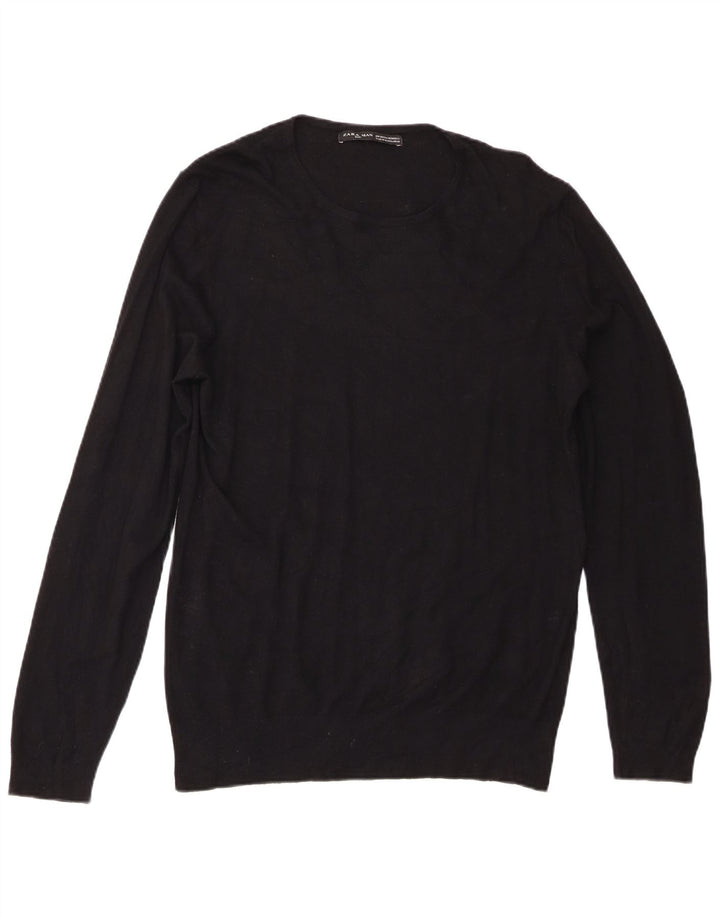 Zara Suéter masculino com gola redonda XL preto