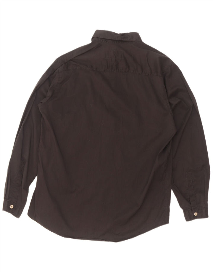 Camisa masculina Armani Jeans de algodão preto médio