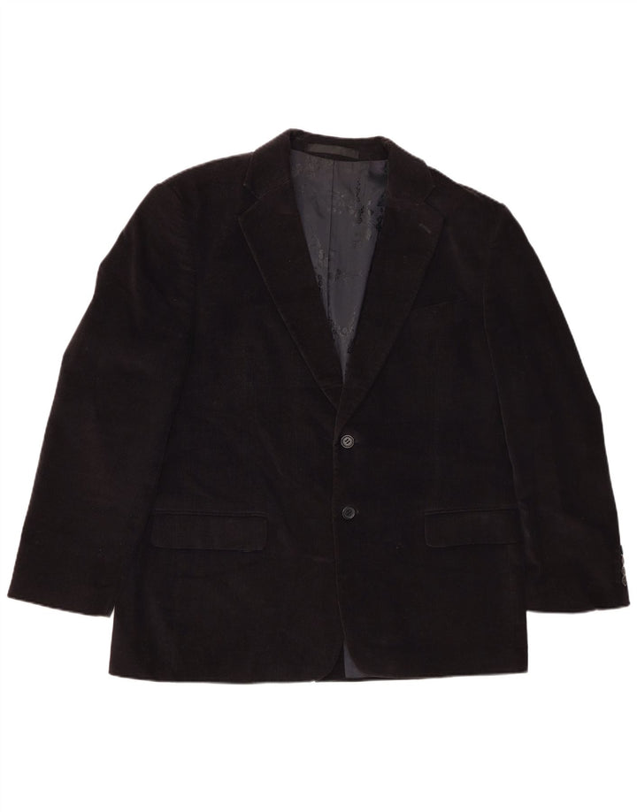 Jaqueta blazer masculina de veludo cotelê Marks & Spencer com 2 botões Reino Unido 42 XL azul marinho