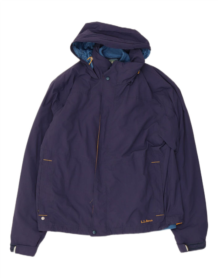 Jaqueta corta-vento masculina L.L.Bean com capuz Reino Unido 38 poliéster azul marinho médio