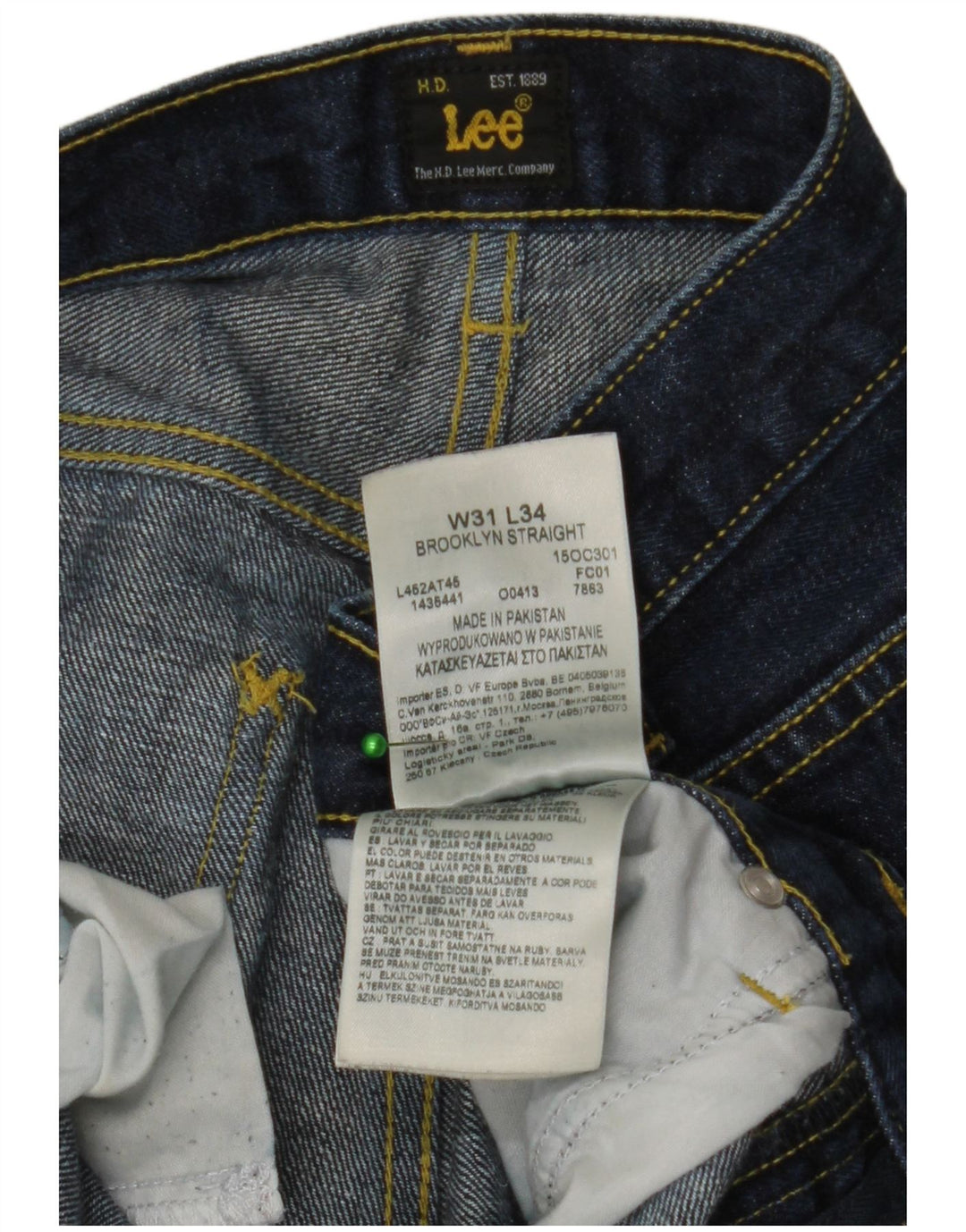 Lee Mens Brooklyn Straight Jeans W31 L34 Azul Algodão
