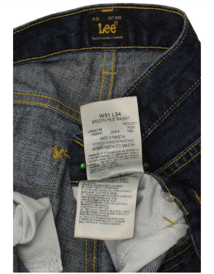 Lee Mens Brooklyn Straight Jeans W31 L34 Azul Algodão
