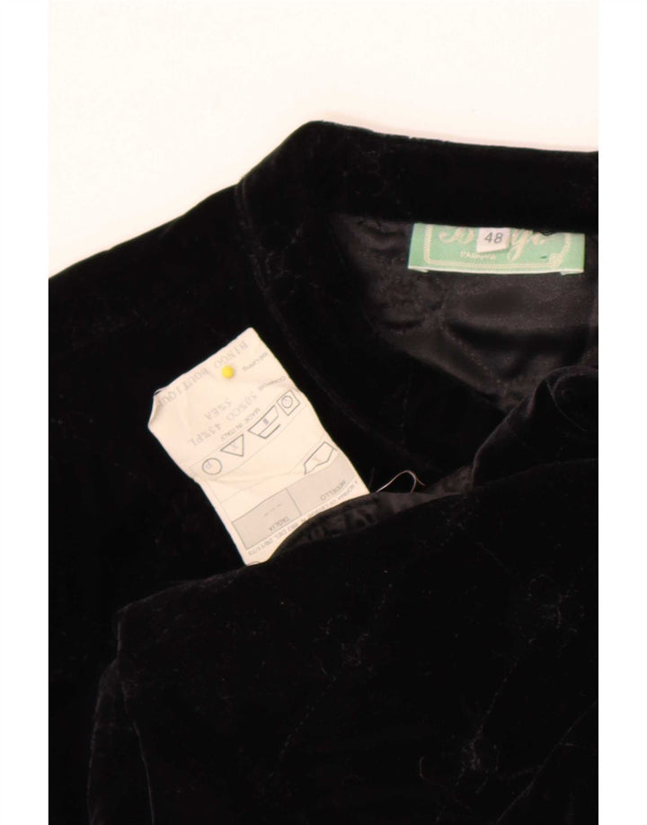 Jaqueta blazer aberta feminina vintage IT 48 XL algodão preto
