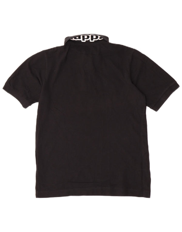 Camisa polo masculina Kappa gráfica pequena de algodão preto