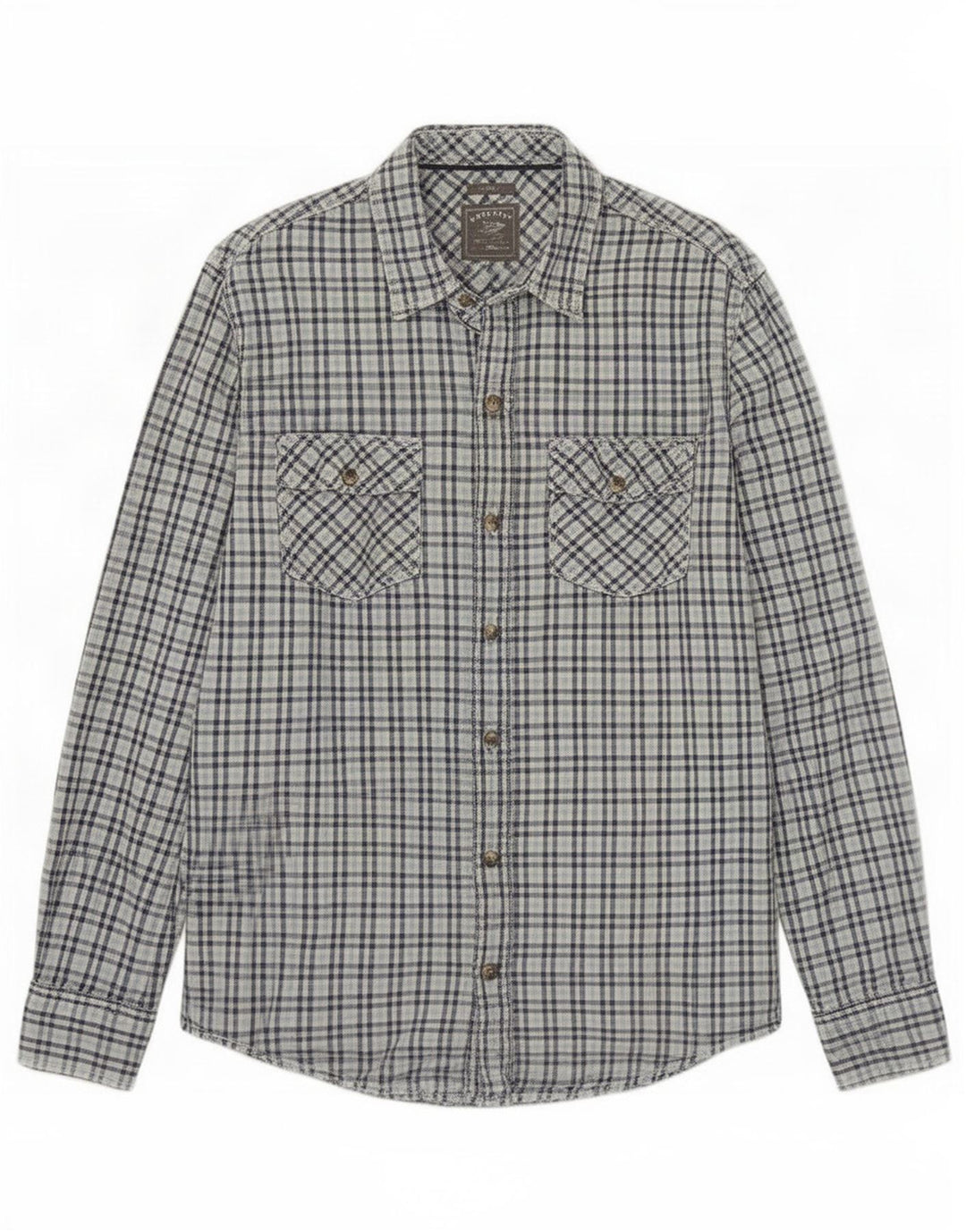 Camisa masculina slim fit Fat Face grande algodão guingão azul