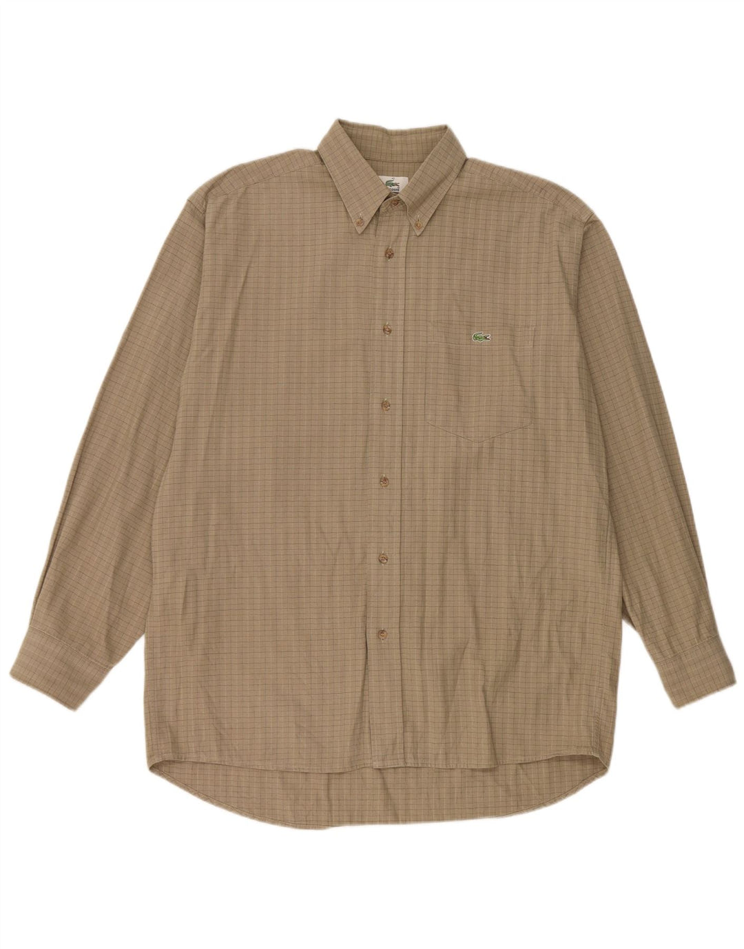 Camisa masculina Lacoste tamanho 40 algodão xadrez bege médio