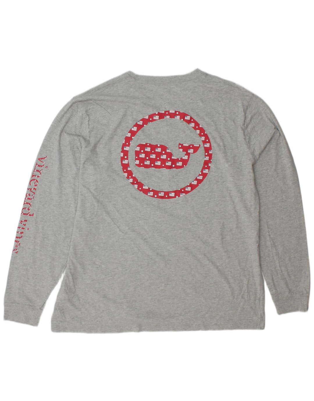 VINEYARD VINES Top gráfico masculino manga comprida XL algodão cinza