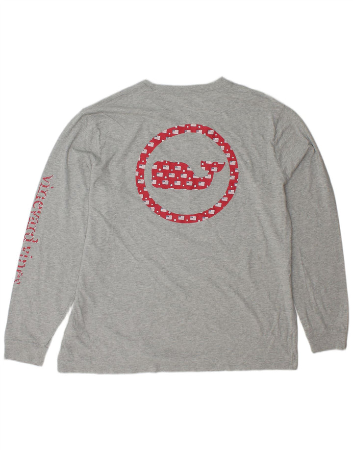 VINEYARD VINES Top gráfico masculino manga comprida XL algodão cinza
