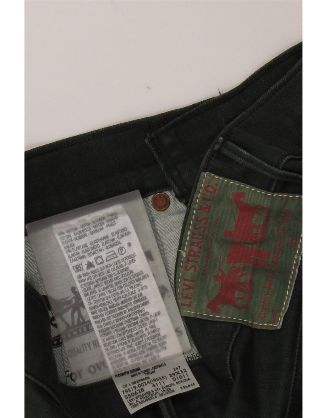 Calça jeans feminina Levi's 511 Slim W29 L32 algodão verde
