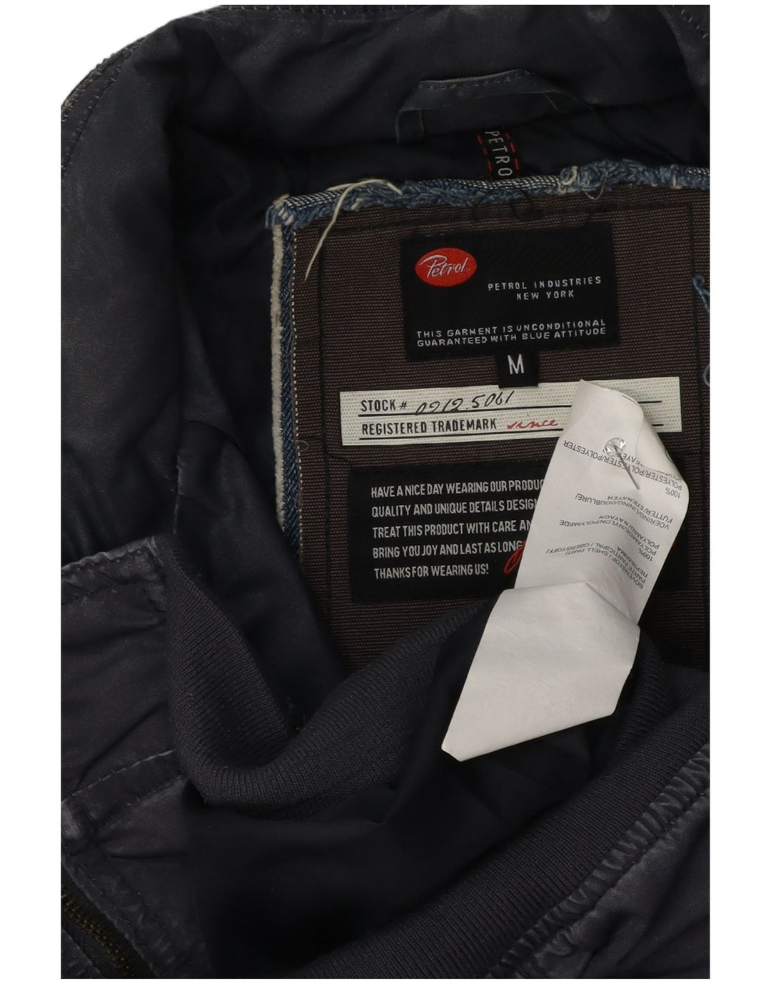 Petrol Industries Mens Graphic Bomber Jacket UK 38 Médio Azul Marinho