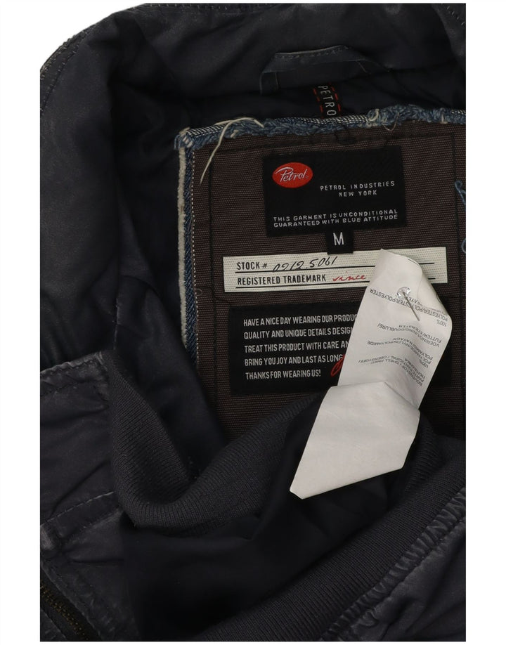 Petrol Industries Mens Graphic Bomber Jacket UK 38 Médio Azul Marinho