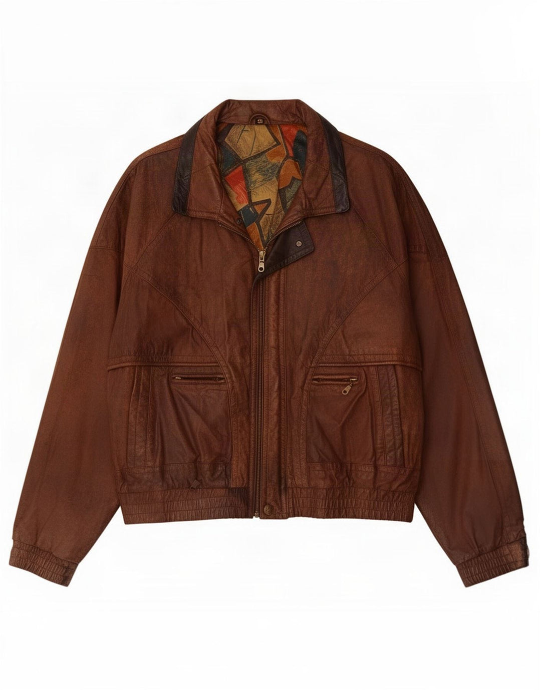 Jaqueta de couro masculina vintage UK 42 XL marrom