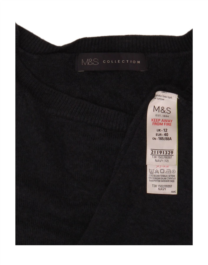 Suéter feminino Marks & Spencer com gola redonda Reino Unido 12 médio azul marinho
