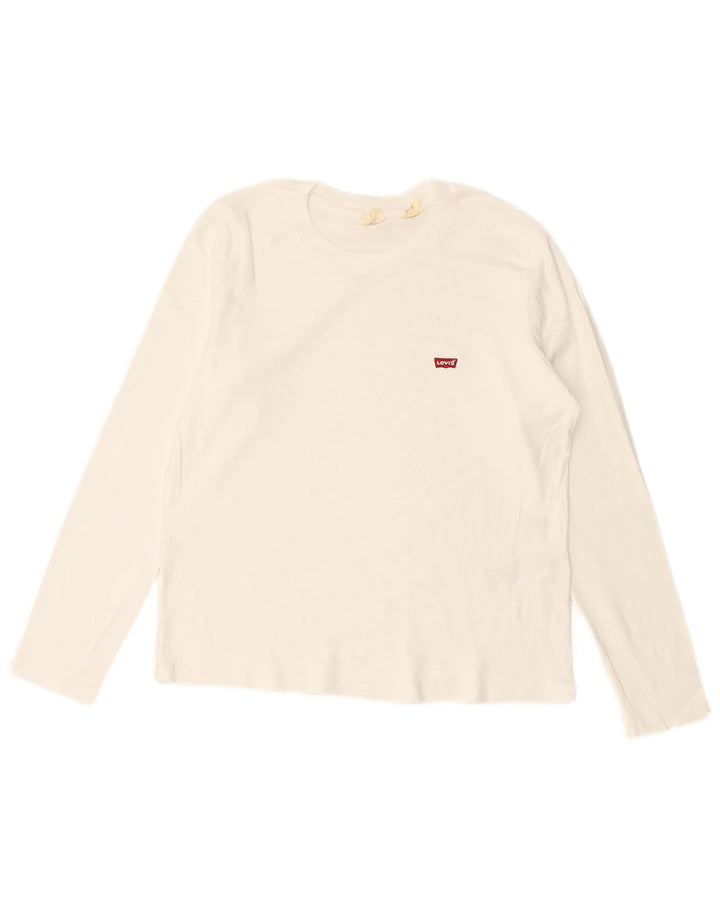 LEVI'S Top feminino manga comprida UK 18 XL algodão branco