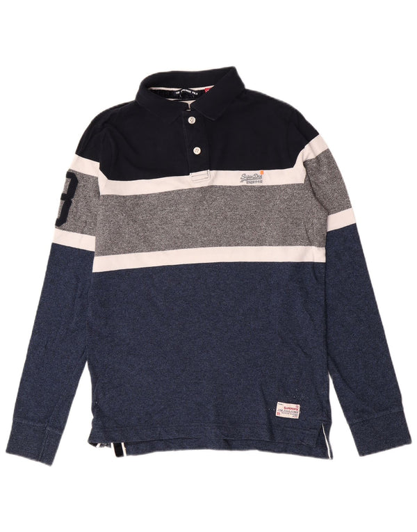 Camisa pólo rugby de manga comprida Superdry Boys 15-16 anos XL azul colorblock