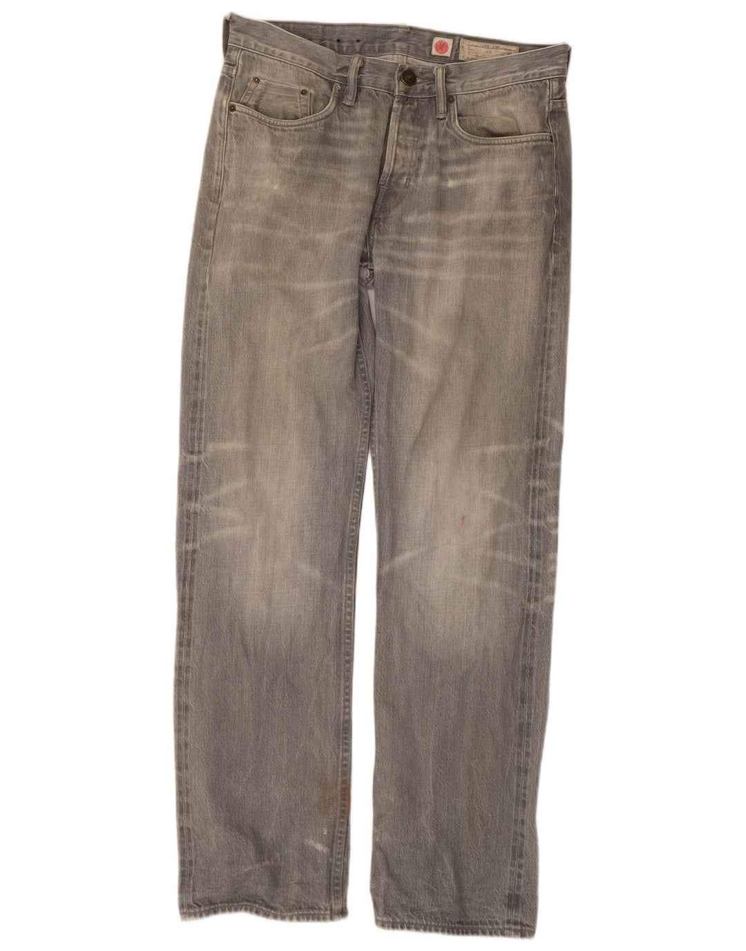 ALL SAINTS Calça jeans reta masculina W30 L31 algodão cinza