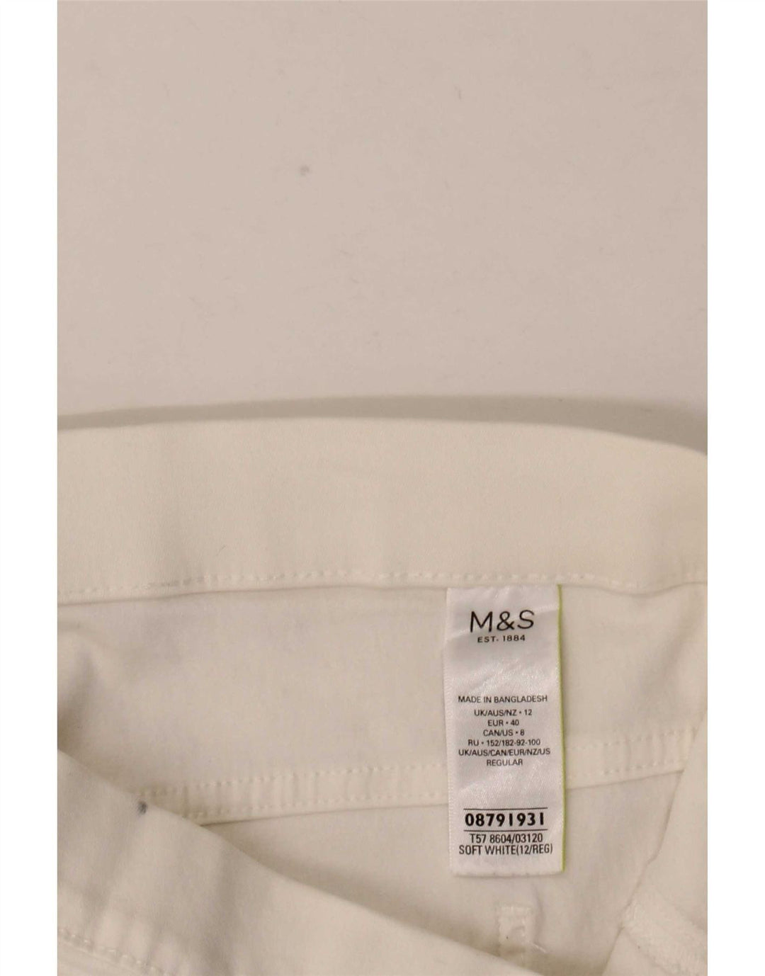 Calça jeans feminina Marks & Spencer UK 12 médio W32 L28 algodão branco