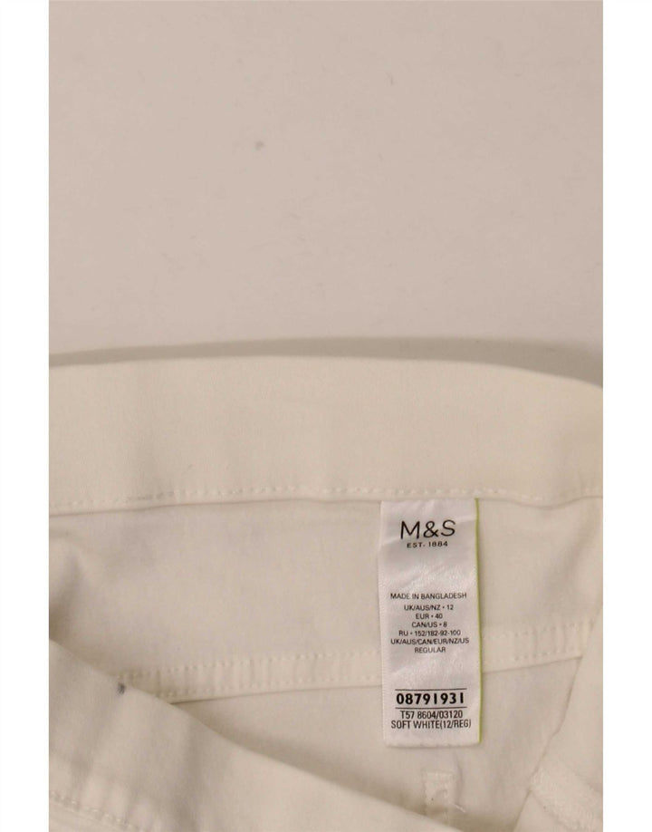 Calça jeans feminina Marks & Spencer UK 12 médio W32 L28 algodão branco