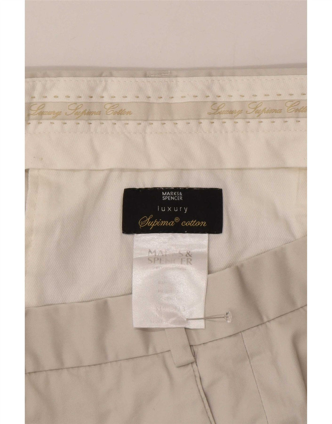Calça masculina de terno reto Marks & Spencer W38 L29 algodão cinza