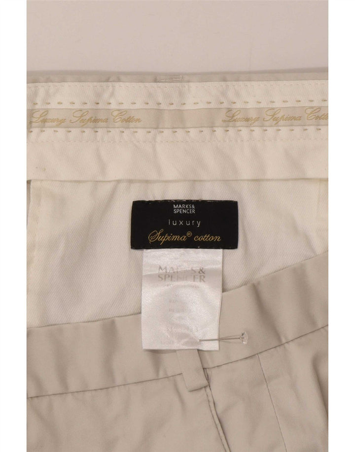Calça masculina de terno reto Marks & Spencer W38 L29 algodão cinza