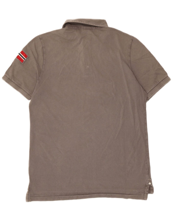 Camisa polo masculina Napapijri algodão cinza médio